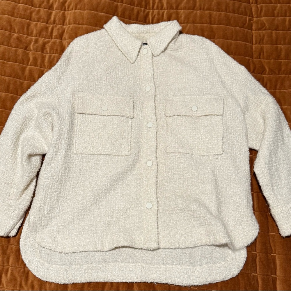 Cream Textured Button-Up Jacket